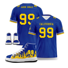 Custom Blue Yellow Los Angeles Football Jersey and Firesoul Sports Shoes Combo Offer Personalized Combo ZH-D020273-15