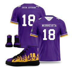 Custom Purple Yellow Minnesota Football Jersey and Firesoul Sports Shoes Combo Offer Personalized Combo ZH-D020273-17