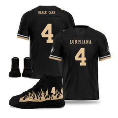 Custom Black Yellow New Orleans Football Jersey and Firesoul Sports Shoes Combo Offer Personalized Combo ZH-D020273-19