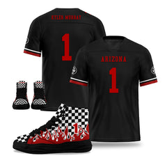 Custom Black Red Arizona Football Jersey and Firesoul Sports Shoes Combo Offer Personalized Combo ZH-D020273-1