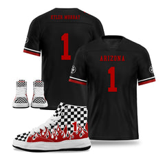 Custom Black Red Arizona Football Jersey and Firesoul Sports Shoes Combo Offer Personalized Combo ZH-D020273-1