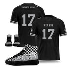 Custom Black Gray Las Vegas Football Jersey and Firesoul Sports Shoes Combo Offer Personalized Combo ZH-D020273-20