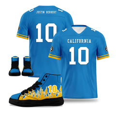 Custom Blue Yellow Los Angeles Football Jersey and Firesoul Sports Shoes Combo Offer Personalized Combo ZH-D020273-22