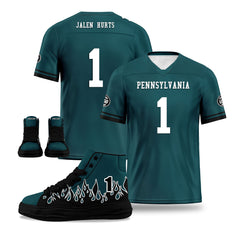 Custom Green Black Philadelphia Football Jersey and Firesoul Sports Shoes Combo Offer Personalized Combo ZH-D020273-23