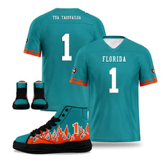 Custom Green Orange Miami Football Jersey and Firesoul Sports Shoes Combo Offer Personalized Combo ZH-D020273-24