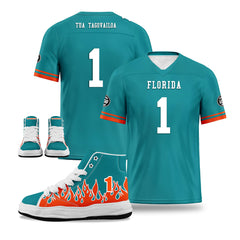 Custom Green Orange Miami Football Jersey and Firesoul Sports Shoes Combo Offer Personalized Combo ZH-D020273-24