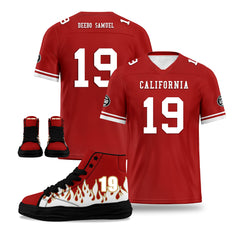 Custom Red White San Francisco Football Jersey and Firesoul Sports Shoes Combo Offer Personalized Combo ZH-D020273-25