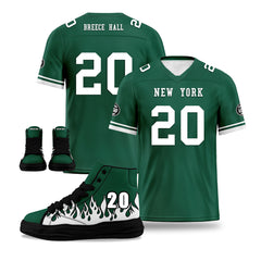 Custom Green White New York Football Jersey and Firesoul Sports Shoes Combo Offer Personalized Combo ZH-D020273-28