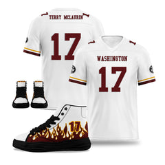 Custom Red Yellow White Washington Football Jersey and Firesoul Sports Shoes Combo Offer Personalized Combo ZH-D020273-31