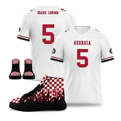 Custom White Red Black Atlanta Football Jersey and Firesoul Sports Shoes Combo Offer Personalized Combo ZH-D020273-3