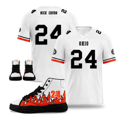 Custom White Orange Cleveland Football Jersey and Firesoul Sports Shoes Combo Offer Personalized Combo ZH-D020273-8