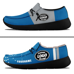 Custom Blue Gray Detroit Sneaker Shoes Combo Offer Personalized Combo ZH-D020289-11