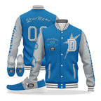 Custom Blue Gray Detroit Jacket and Sports Shoes Combo Offer Personalized Combo ZH-D020294-11