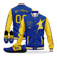 Custom Blue Yellow Los Angeles Jacket and Sports Shoes Combo Offer Personalized Combo ZH-D020294-15