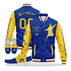 Custom Blue Yellow Los Angeles Jacket and Sports Shoes Combo Offer Personalized Combo ZH-D020294-15