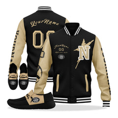 Custom Black Gold New Orleans Jacket and Sports Shoes Combo Offer Personalized Combo ZH-D020294-19