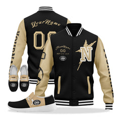 Custom Black Gold New Orleans Jacket and Sports Shoes Combo Offer Personalized Combo ZH-D020294-19