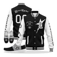 Custom Black White Gray Las Vegas Jacket and Sports Shoes Combo Offer Personalized Combo ZH-D020294-20