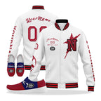 Custom White Red Blue New York Jacket and Sports Shoes Combo Offer Personalized Combo ZH-D020294-21
