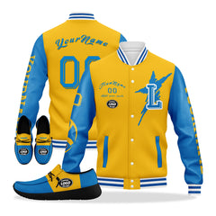 Custom Yellow Blue Los Angeles Jacket and Sports Shoes Combo Offer Personalized Combo ZH-D020294-22