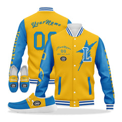 Custom Yellow Blue Los Angeles Jacket and Sports Shoes Combo Offer Personalized Combo ZH-D020294-22