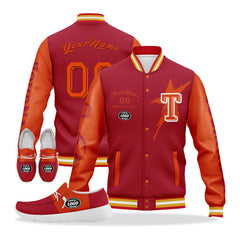 Custom Red Orange Tampa Bay Jacket and Sports Shoes Combo Offer Personalized Combo ZH-D020294-29