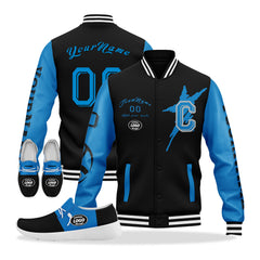 Custom Black Blue Carolina Jacket and Sports Shoes Combo Offer Personalized Combo ZH-D020294-5