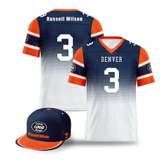 Custom White Blue Denver Football Jersey and Hat Combo Offer Personalized Combo ZH-D020326-10