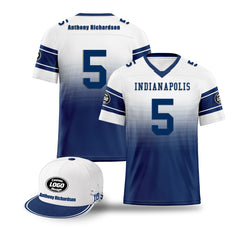 Custom White Blue Indianapolis Football Jersey and Hat Combo Offer Personalized Combo ZH-D020326-14