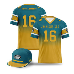 Custom Green Yellow Jacksonville Football Jersey and Hat Combo Offer Personalized Combo ZH-D020326-16