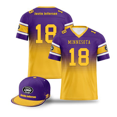 Custom Purple Yellow Minnesota Football Jersey and Hat Combo Offer Personalized Combo ZH-D020326-17