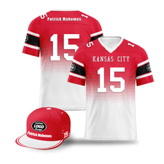 Custom Red White Kansas City Football Jersey and Hat Combo Offer Personalized Combo ZH-D020326-18