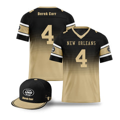 Custom Black Yellow New Orleans Football Jersey and Hat Combo Offer Personalized Combo ZH-D020326-19