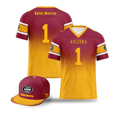 Custom Red Yellow Arizona Football Jersey and Hat Combo Offer Personalized Combo ZH-D020326-1