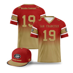 Custom Red Yellow San Francisco Football Jersey and Hat Combo Offer Personalized Combo ZH-D020326-25