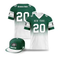 Custom Green White New York Football Jersey and Hat Combo Offer Personalized Combo ZH-D020326-28