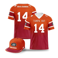 Custom Orange Red Tampa Bay Football Jersey and Hat Combo Offer Personalized Combo ZH-D020326-29