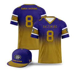 Custom Purple Yellow Baltimore Football Jersey and Hat Combo Offer Personalized Combo ZH-D020326-2