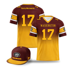 Custom Red Yellow Washington Football Jersey and Hat Combo Offer Personalized Combo ZH-D020326-31