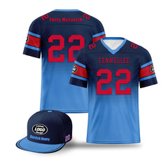 Custom Blue Tennessee Football Jersey and Hat Combo Offer Personalized Combo ZH-D020326-32