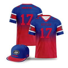 Custom Red Blue Buffalo Football Jersey and Hat Combo Offer Personalized Combo ZH-D020326-4