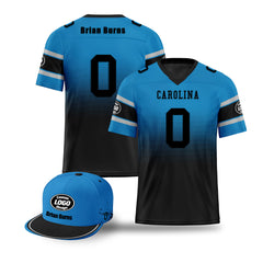 Custom Blue Black Carolina Football Jersey and Hat Combo Offer Personalized Combo ZH-D020326-5