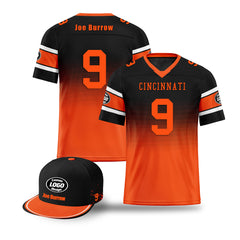 Custom Black Orange Cincinnati Football Jersey and Hat Combo Offer Personalized Combo ZH-D020326-6