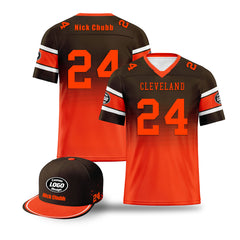 Custom Brown Orange Cleveland Football Jersey and Hat Combo Offer Personalized Combo ZH-D020326-8