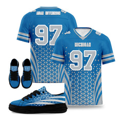 Custom Blue White Michigan Football Jersey and Sports Shoes Combo Offer Personalized Combo ZH-D023031-11