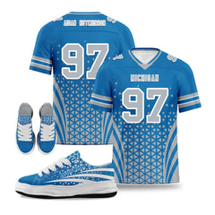 Custom Blue White Michigan Football Jersey and Sports Shoes Combo Offer Personalized Combo ZH-D023031-11