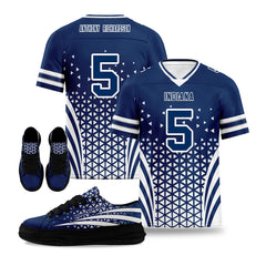 Custom Blue White Indiana Football Jersey and Sports Shoes Combo Offer Personalized Combo ZH-D023031-14