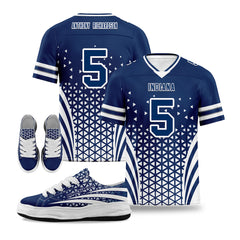 Custom Blue White Indiana Football Jersey and Sports Shoes Combo Offer Personalized Combo ZH-D023031-14