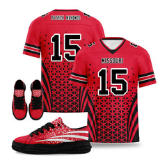 Custom Red White Missouri Football Jersey and Sports Shoes Combo Offer Personalized Combo ZH-D023031-18