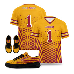 Custom Red Yellow Arizona Football Jersey and Sports Shoes Combo Offer Personalized Combo ZH-D023031-1